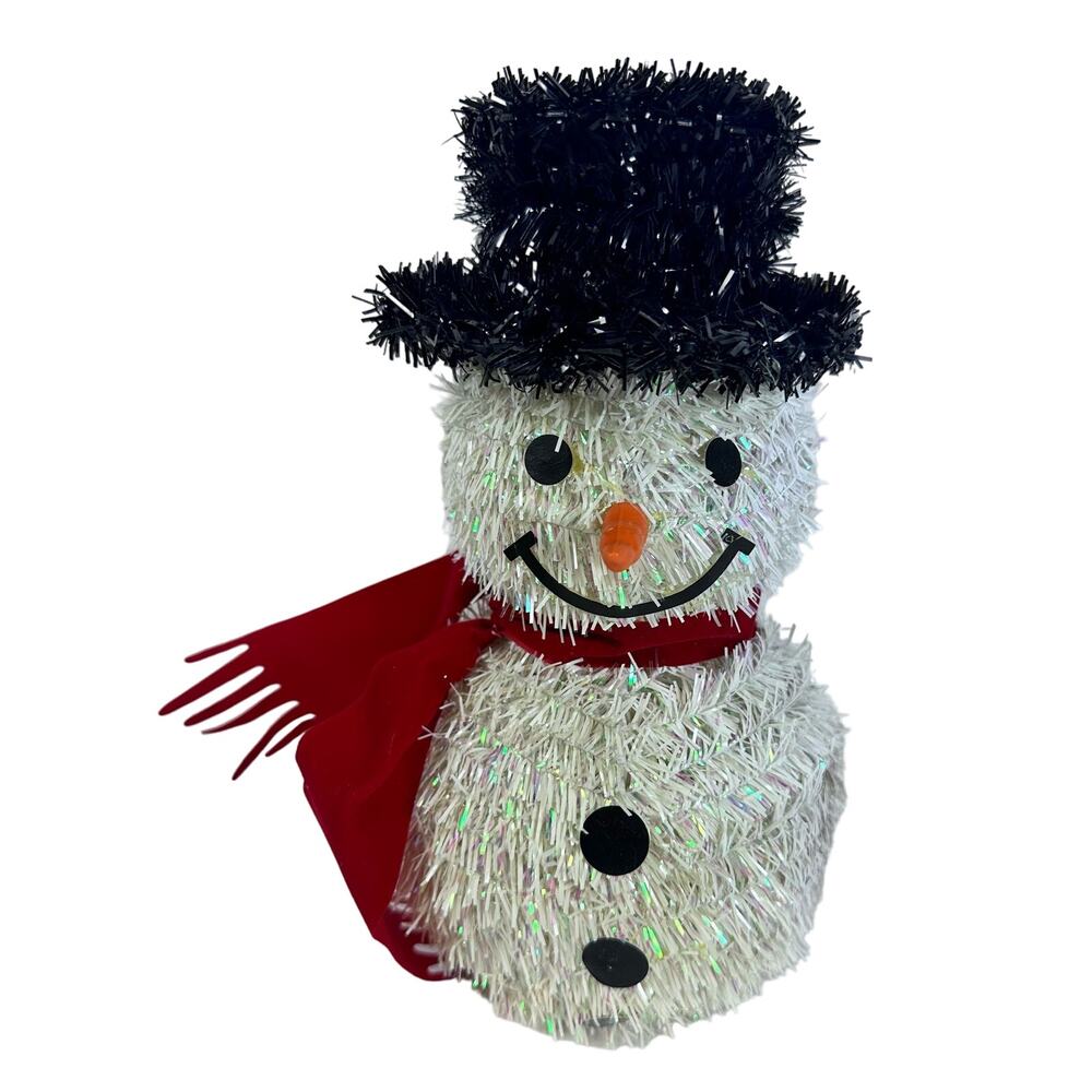 Tinsel Holiday Snowman with Top Hat and Scarf!  Excellent Vintage Design!!